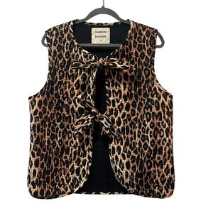 Damson Madder Tilly Leopard Cotton Gilet Vest Organic Quilted Tie Womens 16